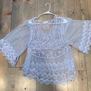 Altered state light blue lace over shirt size M